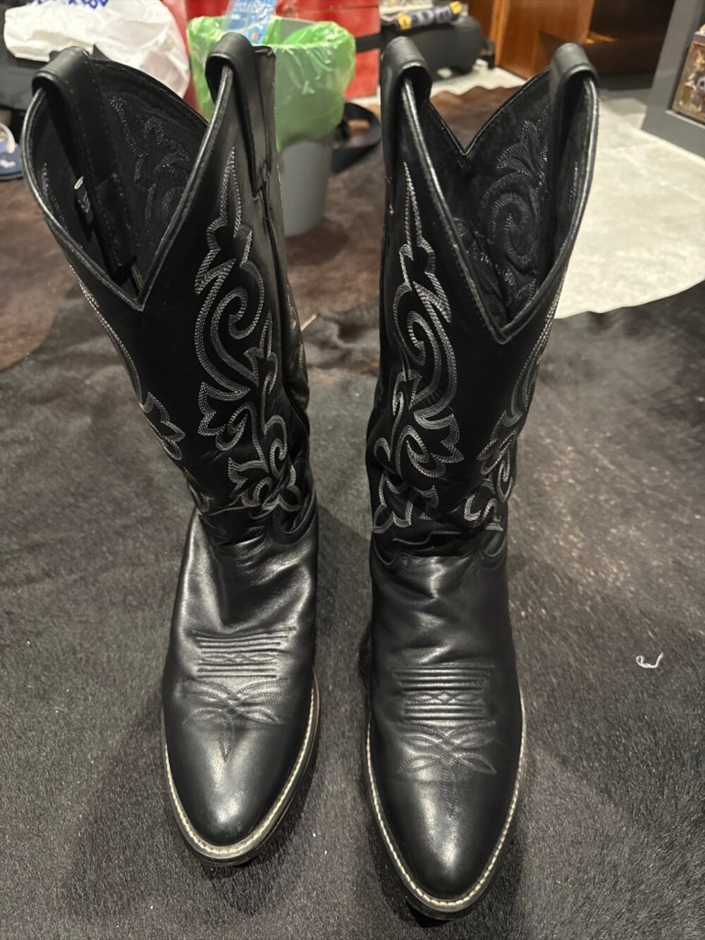 Justin Black Cowboy Boots Style 1408 11D EUC